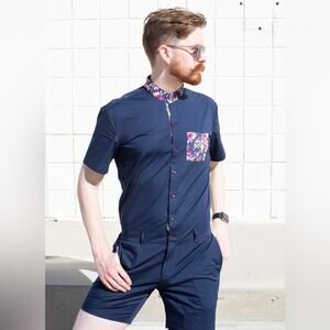 NWT Romperjack Men’s Navy Rose Romper - Size XL